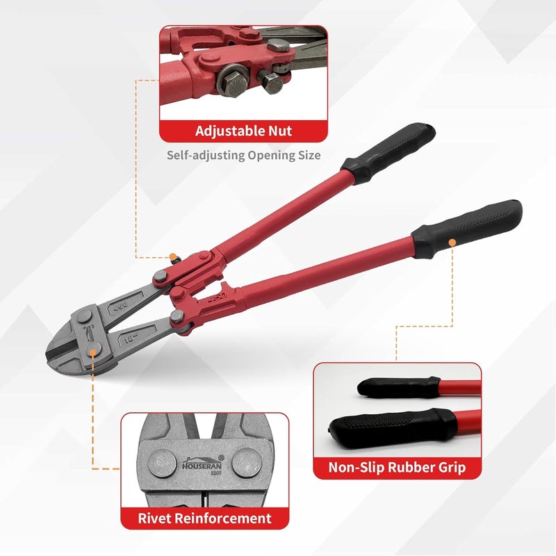 HOUSERAN Bolt Cutter 18 inch, Bolt Cutter with Comfort Handle Grip, Heavy Duty Bolt Cutter for Fences, Steel Wire, Chains, Screws, Locks, and Rivet - Image 4